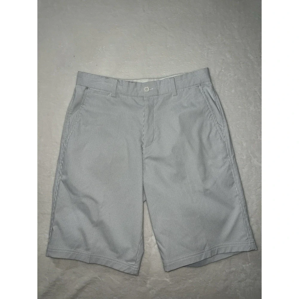Nike Golf Shorts Striped Flat Front Mens Performance Golf Blue White‎